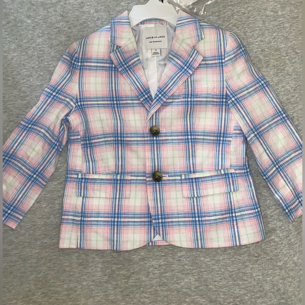 Janie and Jack Pink and Blue Plaid Blazer